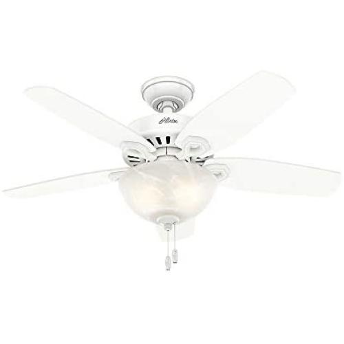 Hunter Builder Indoor Ceiling Fan with LED Light and Pull Chain Control, 42'', White / Light O