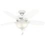 Hunter Builder Indoor Ceiling Fan with LED Light and Pull Chain Control, 42'', White / Light O