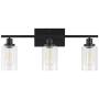 Vanity Light Fixtures ,3-Lights Farmhouse Wall Lighting Indoor Light Fixture, Modern Industrial Wall Sconce with Clear Glass Shade and Metal Base for Bedroom Living Room
