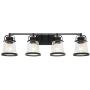 Lucidce Farmhouse Bath Vanity Light 4 Heads Black Wall Sconces with Hammered Glass,Rustic Exterior Bathroom Lighting Fixture Over Mirror Industrial Vintage Wall Mount lamp for Living Room Hallway