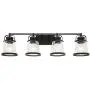 Lucidce Farmhouse Bath Vanity Light 4 Heads Black Wall Sconces with Hammered Glass,Rustic Exterior Bathroom Lighting Fixture Over Mirror Industrial Vintage Wall Mount lamp for Living Room Hallway