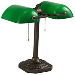 WFL-% Table lamp Banker Lamp Green Shade Double Head Retro Traditional Desk Lamps Pull Chain Office Study Simple Designs Eye Caring Reading Lights