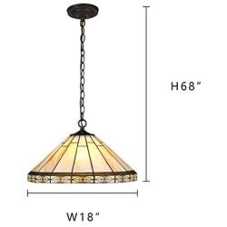 Capulina Tiffany Dining Table Lights, 18 Inch Wide Hanging Tiffany Style Lamp, 2-Light Stained Glass Lighting Fixtures, Stained Glass Dining Room Lights, Mission Style Tiffany Pendant Lights