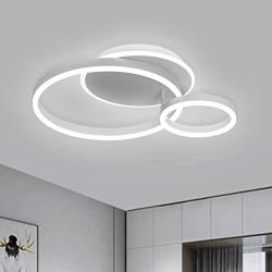 Jaycomey Ceiling Light Fixture 52W LED,Modern White Acrylic Surface Mount Chandelier,3 Rings Modern Flush Mount Ceiling Lamp for Living Dining Room Bedroom Kitchen Study,Daylight 6000K