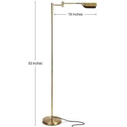 Brightech Leaf - Adjustable Pharmacy LED Floor Lamp for Reading, Crafts & Precise Tasks - Standing Bright Light for Living Room, Sewing - Great Lighting for Office Desks & Tables -Antique Brass / Gold