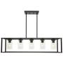 XINCAN 5-Light Farmhouse Chandelier Contemporary Industrial Rectangle Dining Room Lighting Fixture Black Modern Ceiling Lighting Kitchen Island Cage Pendant Lights with Clear Glass Shade