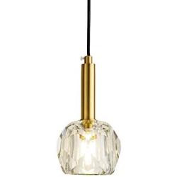 NC Lighting 1-Light Modern Angular Glass Crystal Pendant Light Gold Decorative Mini Metal Ceiling Light Fixtures for Kitchen Island Bedroom Dining Room Bar