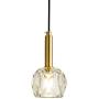 NC Lighting 1-Light Modern Angular Glass Crystal Pendant Light Gold Decorative Mini Metal Ceiling Light Fixtures for Kitchen Island Bedroom Dining Room Bar