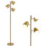 Tangkula 3-Light Floor Lamp, 64” Mid Century Modern 3 Light Tree, Standing Tall Pole Lamp with 3 LED Bulbs and Adjustable Heads, Reading Light for Living Room & Bedroom, 360 Lighting (Antique Brass)