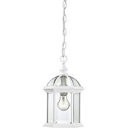 Nuvo Lighting 60/4977 Boxwood One Light Hanging Lantern 100 Watt A19 Max. Clear Beveled Glass White Outdoor Fixture