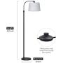 Oneach Modern Floor Lamp for Living Rooms LED Contemporary Arc Standing Lamps for Bedrooms Accent Tall Pole Light for Reading with Hanging Lamp Shade Black