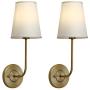 Pathson Rustic Wall Sconce with Fabric Shade, Modern Vintage Wall Mounted Lamp 1-Light Fixture Suitable for Bedroom Living Room, Antique Brass Finish 2-Pack (Antique)