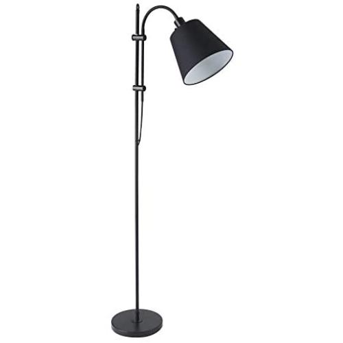 CO-Z Floor Task Lamp with Gooseneck Adjustable, Rustic Standing Reading Lamps with Black Fabric Shade, 64 Modern Floor Lamp for Living Room Bedroom Reading Office Farmhouse, UL.