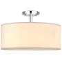 Doraimi 3-Light(16''Dia) Fabric Drum Shade semi Flush Mount + PS Diffuser with Chrome Finish,Off White Fabric Shade for Bar, Dining Room, Corridor,Living Room.LED Bulb(not Include)