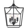 Homenovo Lighting Marden 4-Light Chandelier, Industrial Style Lighting for Entryway,Hallway and Dining Room - Matte Black Finish