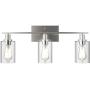 Tangkula 3 Light Wall Lamp, Modern Glass Wall Sconces, E26 Light Bulbs Vanity Light, Silver Energy Saving Fixtures Wall Light, Suitable for Bedroom Living Room Porch Kitchen Cafe (3-Light)