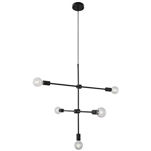 Ceiling Lamp 5 Light Mid Century Modern Sputnik Chandelier Lighting Fixture Pendant Light for Kitchen Dining Room Living Room Bedroom, Black Ceiling Lamp 5 Light Mid Century Modern Sputnik Chandelier Lighting Fixture Pendant Light for Kitchen Dining Room Living Room Bedroom, Black