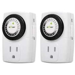 BN-LINK BND-60/U47 Indoor Mini 24-Hour Mechanical Outlet Timer, 3-Prong, 2-Pack