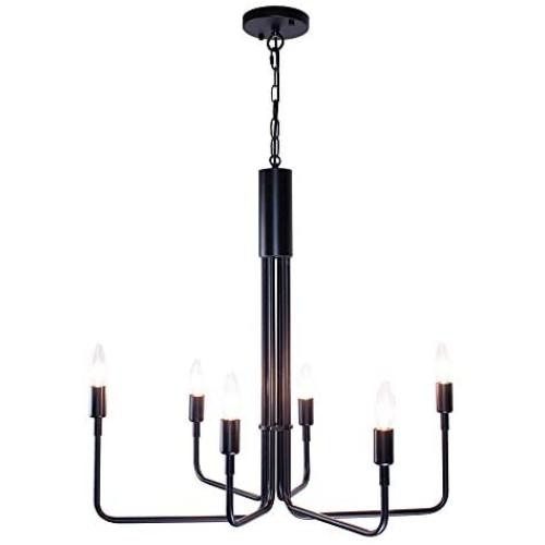 LUMAIXUN Black Chandeliers Lighting Fixture 6 Light Sputnik for Dining Room Chandelier Hanging Contemporary Ceiling Light Fixture