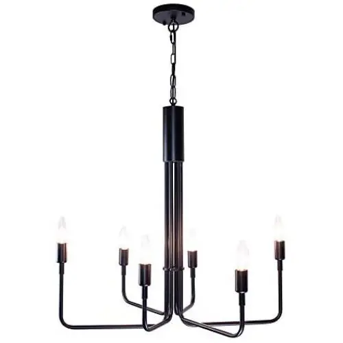 LUMAIXUN Black Chandeliers Lighting Fixture 6 Light Sputnik for Dining Room Chandelier Hanging Contemporary Ceiling Light Fixture