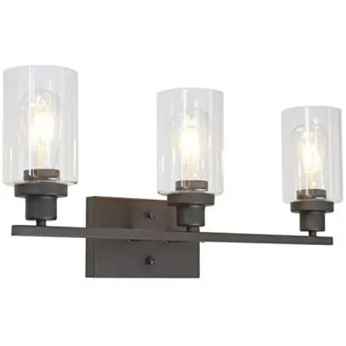 MELUCEE 3 Light Bathroom Vanity Light Oil Rubbed Bronze, Industrial Wall Light Fixture with Clear Glass Shade Sconces for Bedroom Porch Kitchen Living Room MELUCEE 3 Light Bathroom Vanity Light Oil Rubbed Bronze, Industrial Wall Light Fixture with Clear Glass Shade Sconces for Bedroom Porch Kitchen Living Room