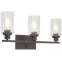 MELUCEE 3 Light Bathroom Vanity Light Oil Rubbed Bronze, Industrial Wall Light Fixture with Clear Glass Shade Sconces for Bedroom Porch Kitchen Living Room
