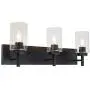 VINLUZ Vanity Bathroom Light Fixture Black 3 Lights Rustic Wall Sconce Lighting with Clear Glass Shade Vintage Porch Wall Lamp Bedroom Living Room VINLUZ Vanity Bathroom Light Fixture Black 3 Lights Rustic Wall Sconce Lighting with Clear Glass Shade Vintage Porch Wall Lamp Bedroom Living Room