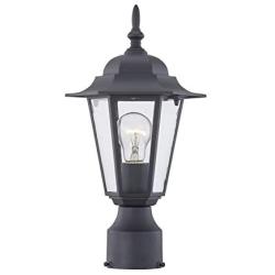 Gruenlich Outdoor Post Lighting Fixture with One E26 Medium Base Max 100W, Aluminum Housing Plus Glass, Bulb Not Included (Black Finish)