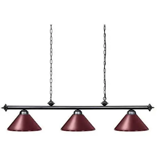 Wellmet Pool Table Lights for 8/9 Table with 3 Metal Shades, Billiard Lamp for Man Cave, Game Room, Kitchen Island Light for Restaurant Or Dining Room (Red, 59 inch-3 Lights)
