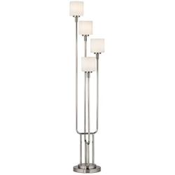 Modern Floor Lamp 4-Light Tree Brushed Steel White Frosted Glass for Living Room Bedroom Uplight - Possini Euro Design