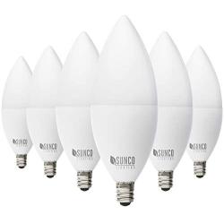 Sunco Lighting 6 Pack B11 LED Candelabra Bulb, Dusk-to-Dawn, 5W=40W, 3000K Warm White, 450 LM, E12 Base, Outdoor Decorative Light for Sconces - UL