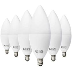 Sunco Lighting 6 Pack B11 LED Candelabra Bulb, Dusk-to-Dawn, 5W=40W, 2700K Soft White, 450 LM, E12 Base, Outdoor Decorative Light for Sconces - UL