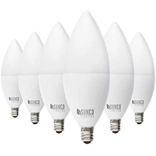 Sunco Lighting 6 Pack B11 LED Candelabra Bulb, Dusk-to-Dawn, 5W=40W, 3000K Warm White, 450 LM, E12 Base, Outdoor Decorative Light for Sconces - UL