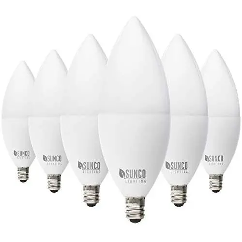 Sunco Lighting 6 Pack B11 LED Candelabra Bulb, Dusk-to-Dawn, 5W=40W, 4000K Cool White, 450 LM, E12 Base, Outdoor Decorative Light for Sconces - UL