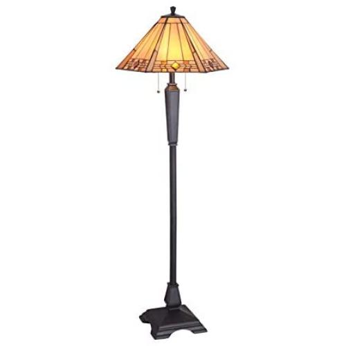 Kenroy Home Kenroy 33043BRZ Tiffany/Mica Two Light Floor Lamp from Willow Collection in Bronze/Dark Finish, 20.00 inches, 58.5 Inch Height, 20 Inch Diameter