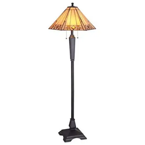Kenroy Home Kenroy 33043BRZ Tiffany/Mica Two Light Floor Lamp from Willow Collection in Bronze/Dark Finish, 20.00 inches, 58.5 Inch Height, 20 Inch Diameter