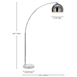 ambiore. Munich Arc Floor Lamp - 68 inch Morden Reading Lamp for Living Room Office - Metal Body with Marble Base - Chrome Plated Silver Shade