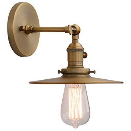 Phansthy Industrial Wall Sconce 1-Light Antique Finished Wall Light Fixture with 7.87 Inches Crafted Canopy and ON/Off Button (Antique)