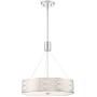 Kira Home Sienna 18'' Modern 3-Light Drum Chandelier + Tempered Glass Diffuser, Adjustable Height, Chrome Finish