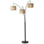 Adesso 4238-26 Trinity Arc Floor Lamp Antique Bronze FinisH, Beige Burlap Lamp. Home Decor Lamps and Light Fixtures, 82'',3 Arm