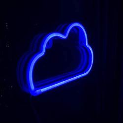 Neon Sign Cloud Lights Blue Wall Art Décor USB & Battery Powered LED Neon Night Light for Kids Bedroom,Dorm,Wedding Party Birthday Gifts Baby Nursery Lamp(YDL)