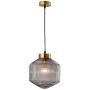 CraftThink Pendant Lighting Chandelier Fixture Nordic Drum Amber Ribbed Glass in Brass 1 Light Ceiling Suspension Lamp LED Hanging Lamp for Coffee Dining Living Room Bedroom Restaurant Hotel-Smoke
