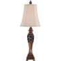 Exeter Traditional Table Lamps Set of 2 Bronze Wood Carved Leaf Creme Rectangular Bell Shade for Living Room Family Bedroom - Regency Hill