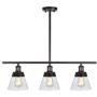 Rustic Glass Kitchen Island Lighting, Clear Seeded Glass Linear Chandelier, 3 Lights Adjustable Rod Industrial Pendant Light Fixture for Kitchen Island Dining Room Farmhouse, Oil Rubbed Bronze