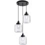 Weesalife Industrial Pendant Light with Seeded Glass Shade Black 3-Lights Cluster Pendant Lighting Adjustable Retro Style Hanging Light Fixture for Kitchen Island, Dining Room, Foyer, Farmhouse