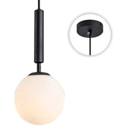 Modo Lighting Modern Pendant Lighting, Paking Finish with Globe Matte Glass Lampshade (Black)