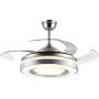 Modern Ceiling Fan Lights with Remote, Retractable Fan Chandelier with Clear ABS Blades, LED 3 Colors Changing Ceiling Fans with Light Decorate for Living Room/Dining Room/Bedroom, 42 Inch(Silver1)