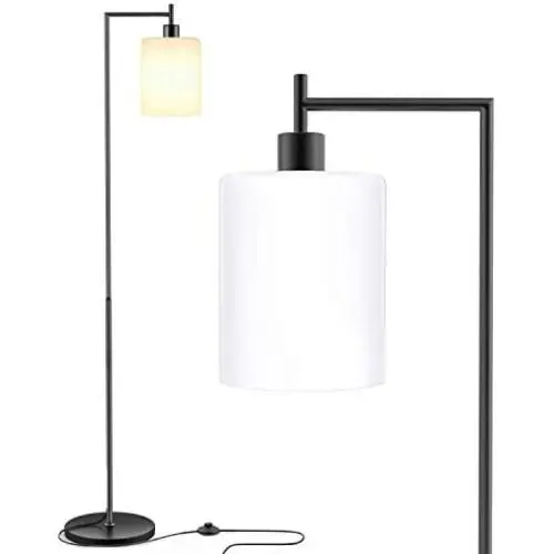 LED Industrial Floor Lamp for Living Room, Bedroom Modern Standing Lamp Corner Lamp, Stylish Tall Pole Lamp Farmhouse Floor Lamp with Hanging Milky Glass Shade (LED Bulb Included) LED Industrial Floor Lamp for Living Room, Bedroom Modern Standing Lamp Corner Lamp, Stylish Tall Pole Lamp Farmhouse Floor Lamp with Hanging Milky Glass Shade (LED Bulb Included)
