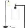 LED Industrial Floor Lamp for Living Room, Bedroom Modern Standing Lamp Corner Lamp, Stylish Tall Pole Lamp Farmhouse Floor Lamp with Hanging Milky Glass Shade (LED Bulb Included)