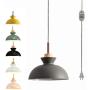STGLIGHTING Wooden Socket Pendant Light with 15ft Plug-in UL On/Off Dimmer Switch Cord Macaron Grey Lampshade Light Fixtures Nordic Minimalist Loft Style Lamps for Dining Room Bulbs Not Included